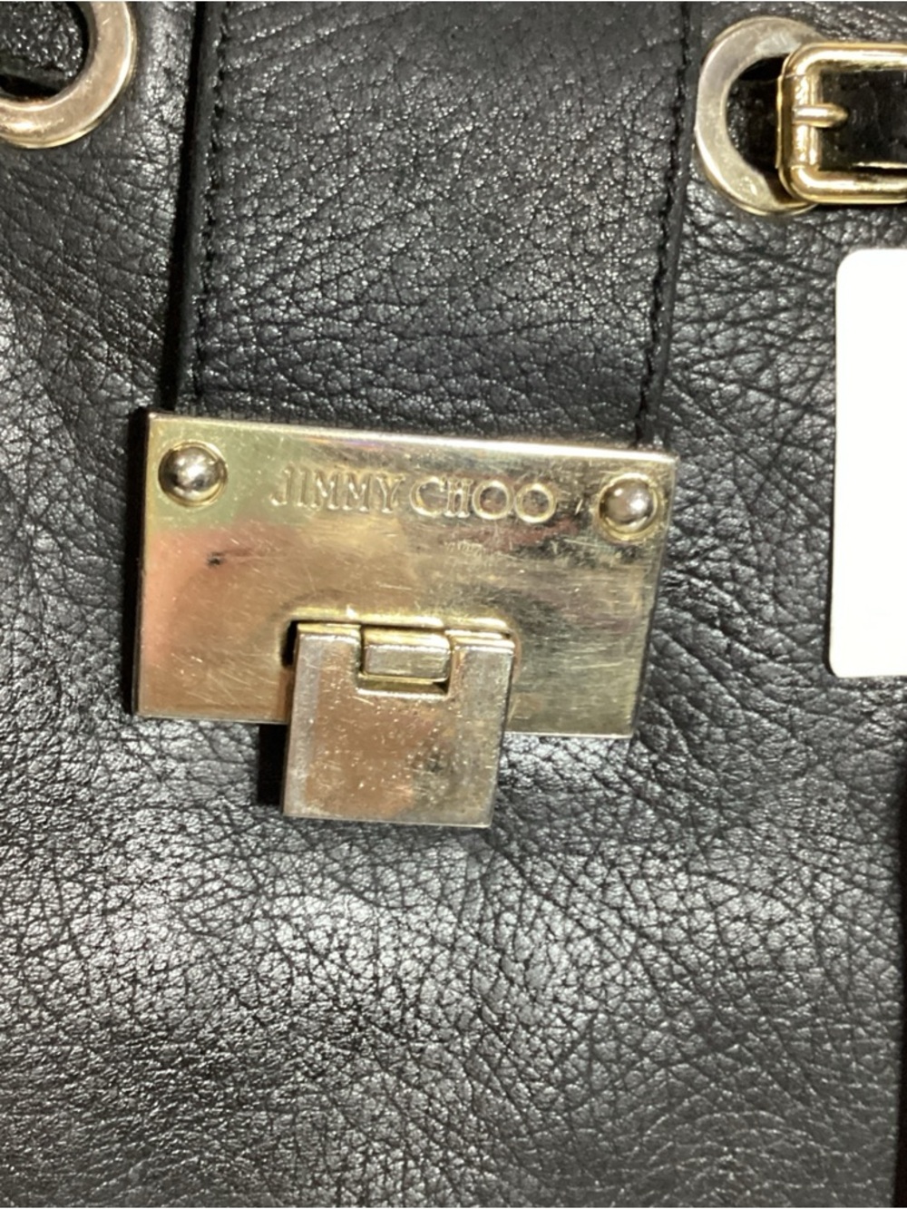 Jimmy Choo Black Rhea Grained Leather Shoulder Tote Bag - Picture 3 of 13